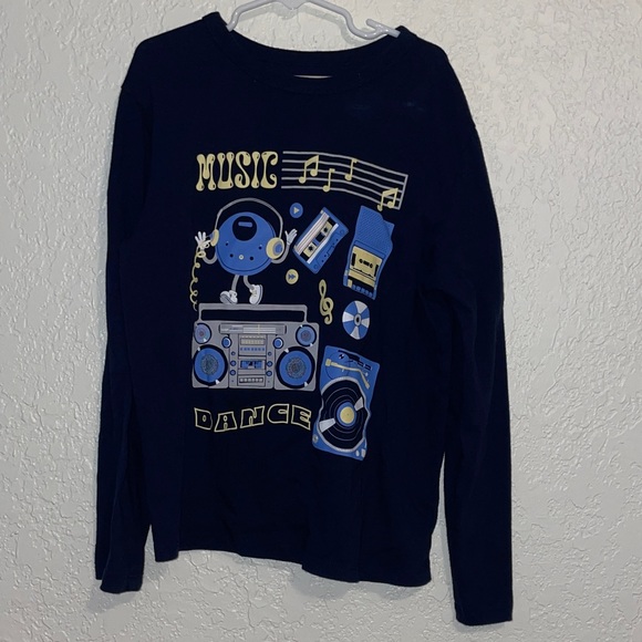 GAP Kids Navy Long Sleeve Tee with Music Graphic - Picture 2 of 7